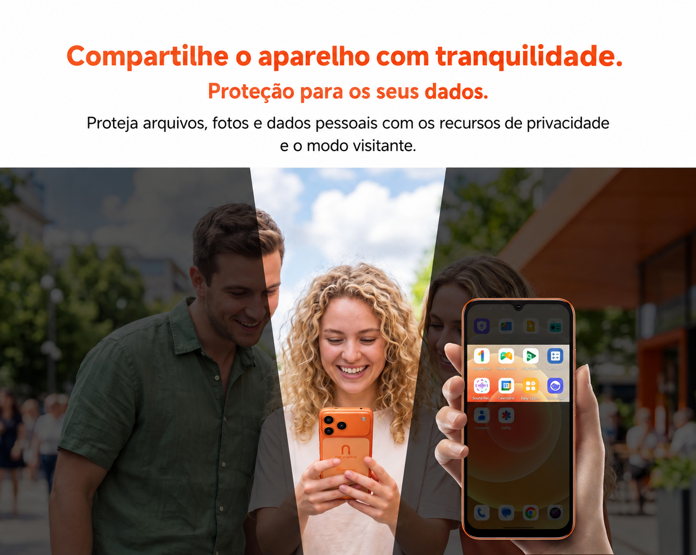 Proteção para os seus dados. Recursos de privacidade e modo visitante para proteger arquivos, fotos e dados pessoais.